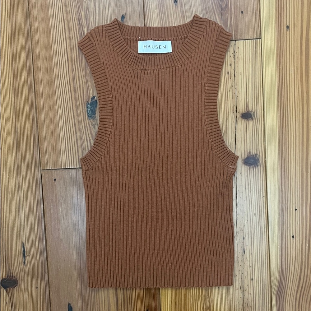 Hausen Women's Brown Ribbed Tank Top